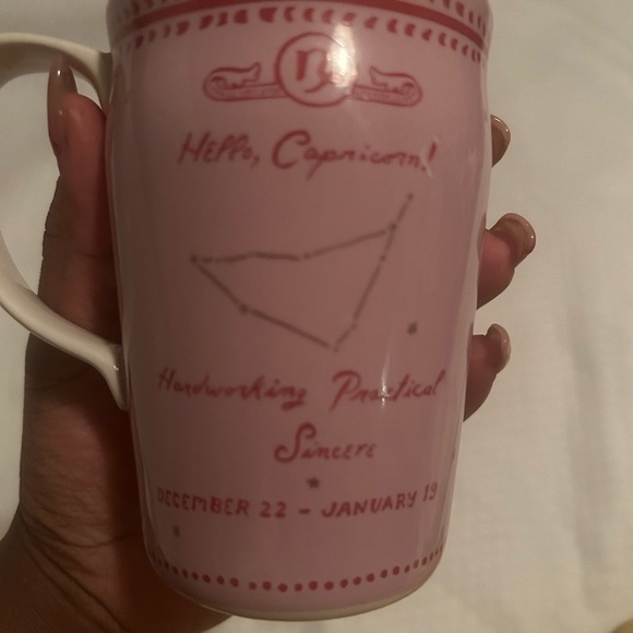 Anthropologie CAPRICORN Mug Coffee Tea Latte Cup Zodiac Sign Danielle Kroll Pink - Picture 3 of 5